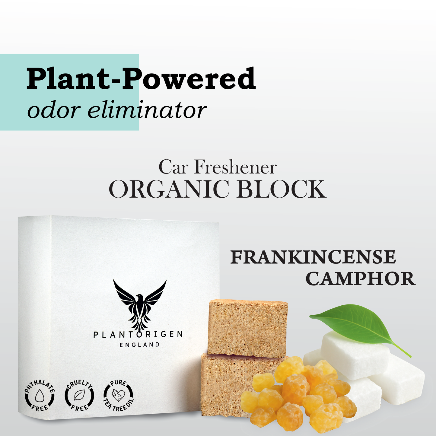 PlantOrigen Plant Based Non Electric Non Toxic Aromatherapy Essential Oils Car Air Organic Block Fresheners Frankincense Camphor
