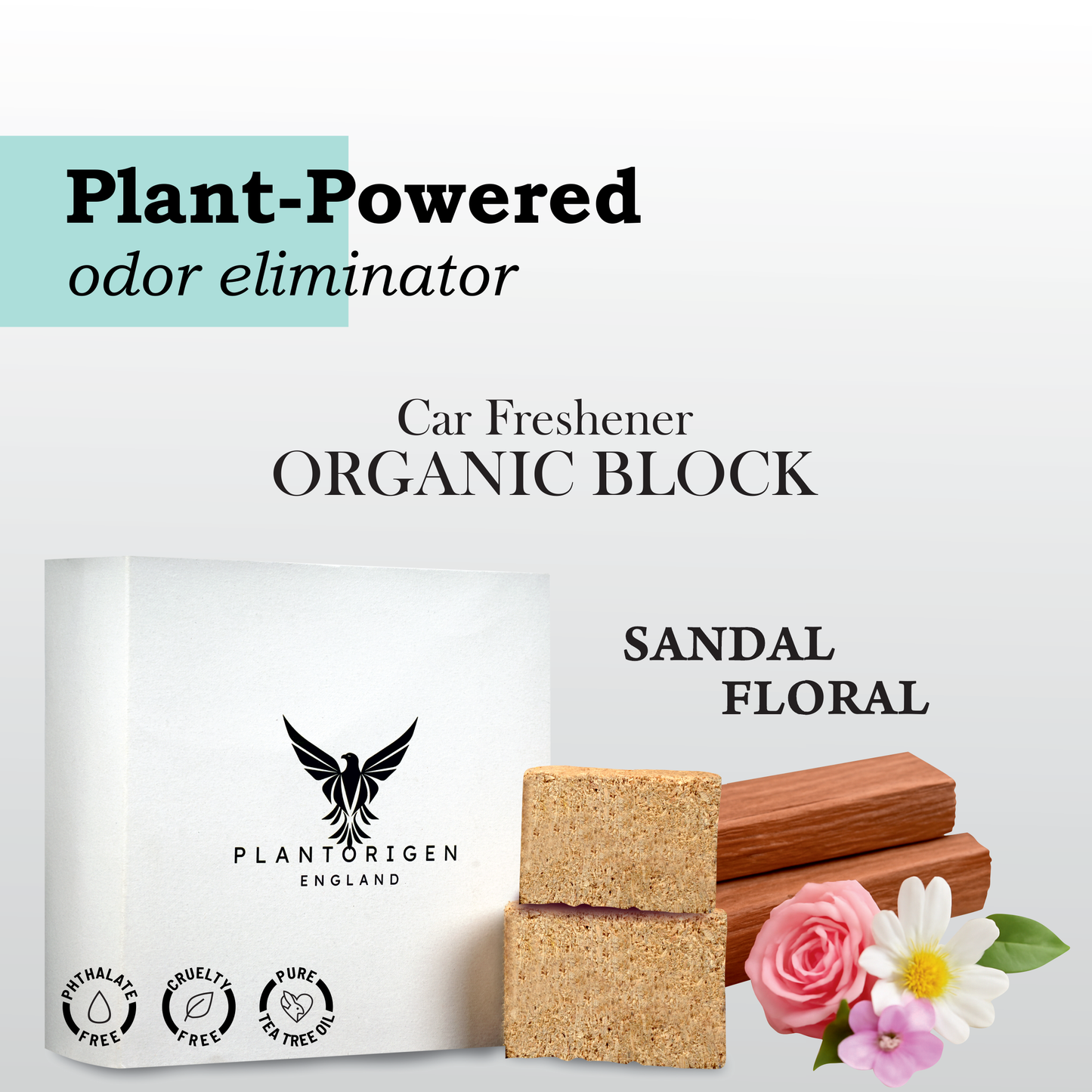 PlantOrigen Plant Based Non Electric Non Toxic Aromatherapy Essential Oils Car Air Organic Block Fresheners Sandal Floral