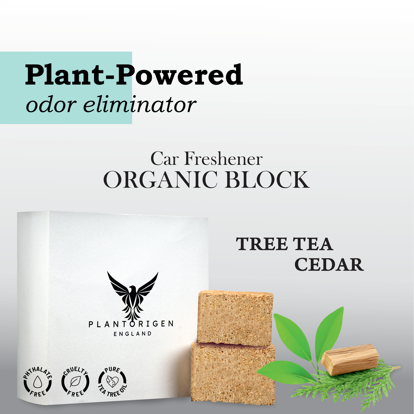 PlantOrigen Plant Based Non Electric Non Toxic Aromatherapy Essential Oils Car Air Spray Fresheners Tree Tea Cedar