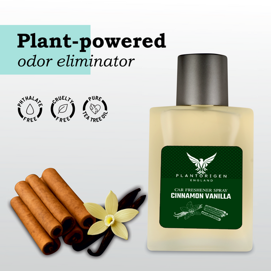 PlantOrigen Plant Based Non Electric Non Toxic Aromatherapy Essential Oils Car Air Spray Fresheners Cinnamon Vanilla