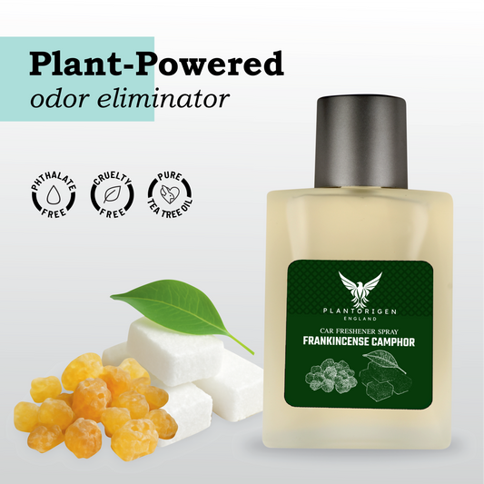 PlantOrigen Plant Based Non Electric Non Toxic Aromatherapy Essential Oils Car Air Spray Fresheners Frankincense Camphor