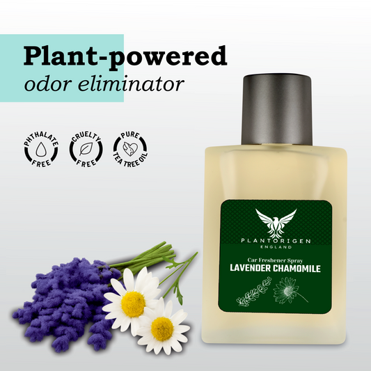 PlantOrigen Plant Based Non Electric Non Toxic Aromatherapy Essential Oils Car Air Spray Fresheners Lavender Chamomile