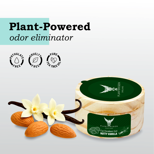 PlantOrigen Plant Based Non Electric Non Toxic Aromatherapy Essential Oils Car Air Gel Fresheners Nutty(Almond) Vanilla