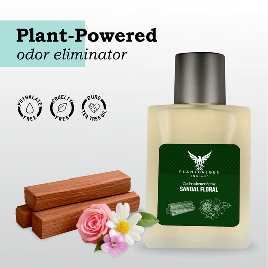PlantOrigen Plant Based Non Electric Non Toxic Aromatherapy Essential Oils Car Air Spray Fresheners Sandal Floral