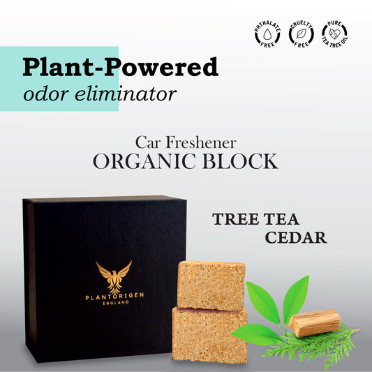 Plant Based Car Freshener Trunk Natural Organic Block | Aromatherapy Grade | Patented Formula | Tea Tree Cedar
